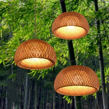 

New Chinese LED Bamboo Bird Cage Pendant Lights Lighting Modern Loft Living Room Lamp Decor Bar Restaurant Bedroom Light Fixture