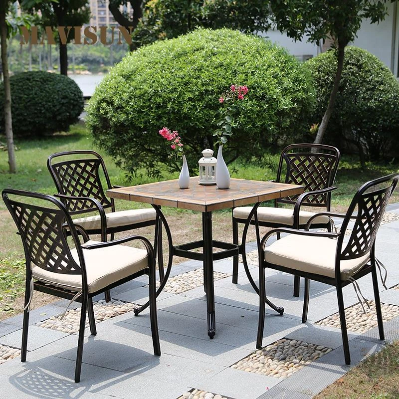 Juego de muebles de jardín para exteriores, mesa de aluminio y sillas de terraza de estilo europeo para casa balcón, patio y salón|Sets para el jardín| - AliExpress