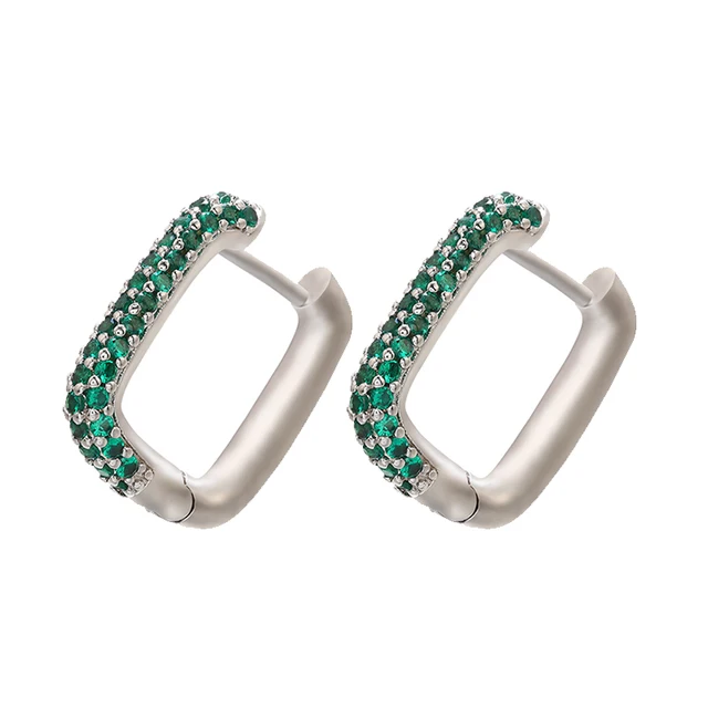 ZHUKOU NEW Hoop earrings gold/silver color small hoop earrings crystal women rainbow earrings Fashion jewelry wholesale VE144 silver green