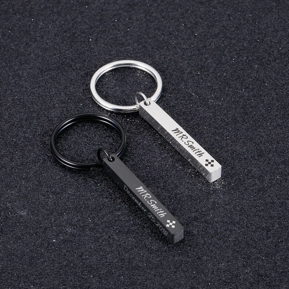 Custom Engraved 3D Rectangle Keychain Key Ring