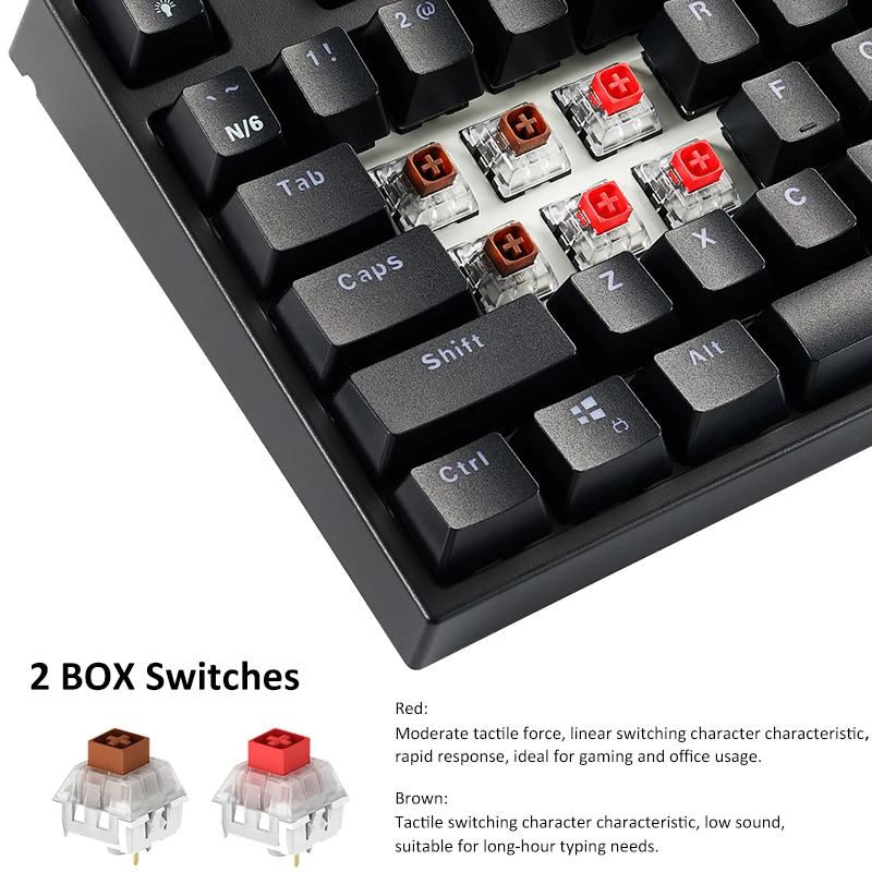 HEXGEARS K520 игровая механическая клавиатура красный/коричневый переключатель 87