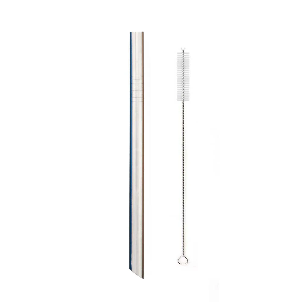 2pcs 12mm silver Многоразовые металлические соломы для питья из нержавеющей стали 18/10, набор соломы высокого качества, красочные соломы с чистящей щеткой, вечерние аксессуары - Цвет: 2pcs 12mm silver