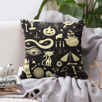 

DIDIHOU Halloween Cushion Cover Pumpkin Castle Printed Decorative Pillow Case Dark System Pumpkin Throw Pillow Case Sofa Bedroom