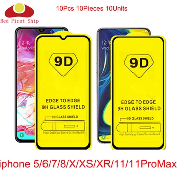 100 sztuk 9D szkło hartowane dla iPhone 11 Pro Max Xs Max Xr X 6 6S 7 8 Plus pełna pokrywa ochraniacz ekranu dla iPhone 12 Pro Max Mini tanie i dobre opinie Red First Ship Przezroczysty TEMPERED GLASS FOLIA HD Folia hartowana CN (pochodzenie) APPLE Folia na przód Black 9H 2 5D