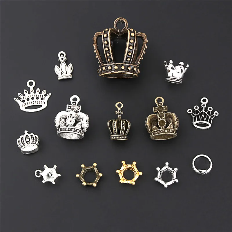 10 шт. античный серебряный шармы в виде короны принцессы изготовление Королевство кулон браслет ожерелья ювелирные изделия ручная работа