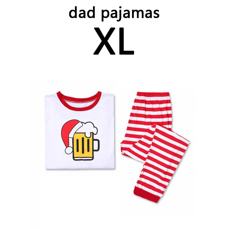 papa XL Детские пижамы для папы, мамы и ребенка Одинаковая одежда для всей семьи «Мама и я» красно-белые полоски, Рождественская одежда для сна с принтом «молоко» - Цвет: papa XL