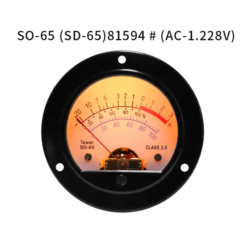 

VU Level Meter Pointer Head Retro Dial Round SO65 AC-1.228V Yellow Backlight Voltmeter VU Meter Level Meter