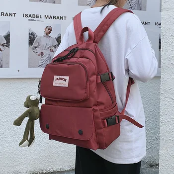 

Hot Backpack Women Backpack Solid Color Oxford Women Shoulder Bag Fashion School Bag For Teenage Girl School Backpacks Female