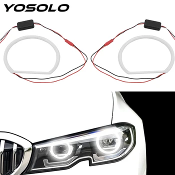 

YOSOLO White Halo Cotton Light Car SMD LED Angel Eyes 2 x 131mm for BMW E46 Non Projector 12V Ultra Bright Car-styling Lamps