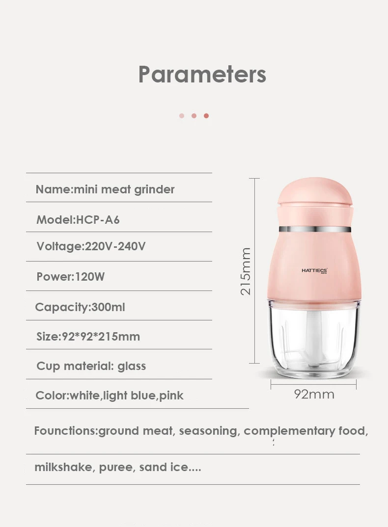 Бытовая, мини-электрическая мясорубка 300 мл многофункциональный измельчитель резак для мяса мини-блендер