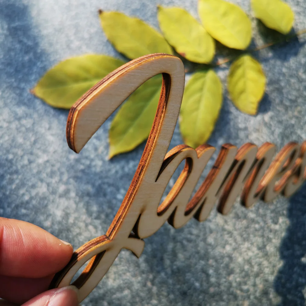 Personalized Wood Name sign Baby Child Family Script Nursery Wall Decor,Custom Children Name table sign Wall Decor Wooden Letter (4)