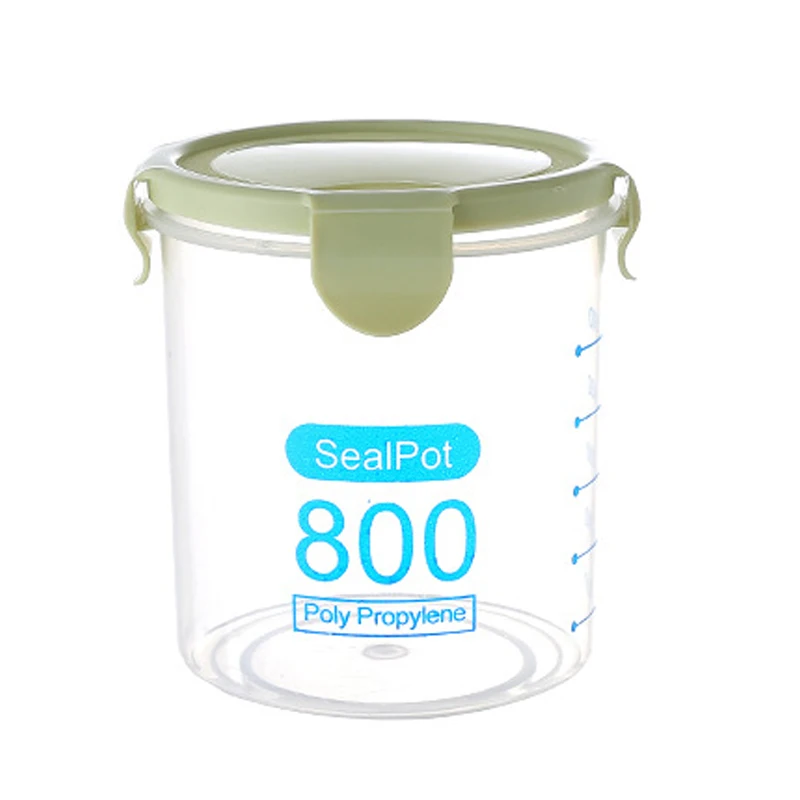 Kitchen Food Container Seal Pot Tea Coffee Candy Storage Tank Plastic Cereals Snacks Box Cookie Canister Jars For Spices 800Ml G