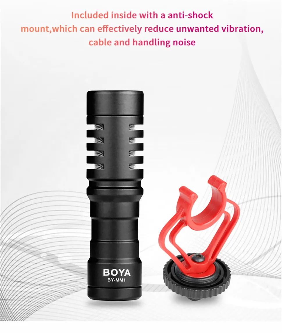 BOYA BY-MM1 On-Camera Shotgun Condenser Microphone for PC Mobile Phone DSLR Camera iPhone Android Streaming Vlog Microphone