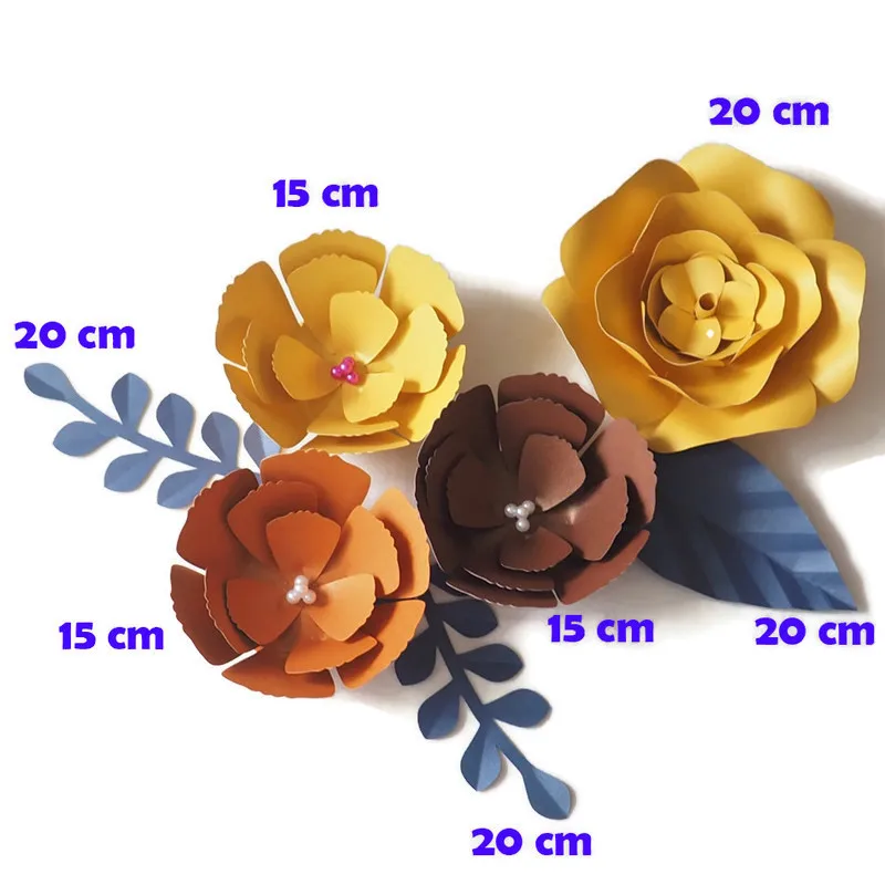 DIY Artificial Flowers Fleurs Artificielles Backdrop Giant Paper 4PCS Leave 3PCS Wedding Party Decor Baby Nursery | Дом и сад