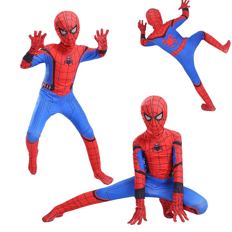 

Spiderman Homecoming Jumpsuit Kids Halloween Cosplay Costumes Superhero Iron Spider Man Full Bodysuit Mask Dress Up