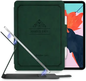 

EasyAcc Magnetic Case for iPad Pro 12.9 2018 Pencil holder case with Stand Function Auto Sleep Wake Book cover Dark Green