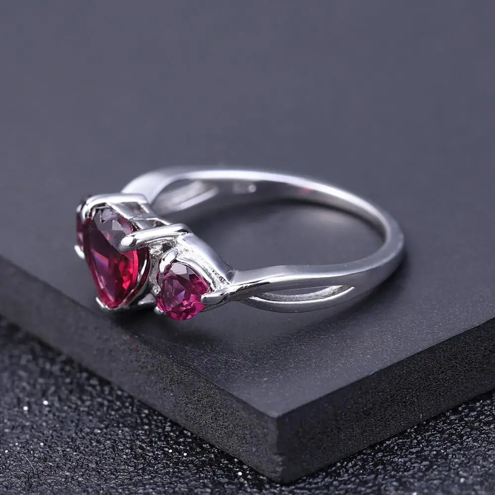 GEM'S BALLET, 2.06Ct, натуральный родолит, гранат, кольца в форме сердца, 925 пробы, серебряное кольцо с драгоценным камнем для женщин, ювелирные изделия на День святого Валентина