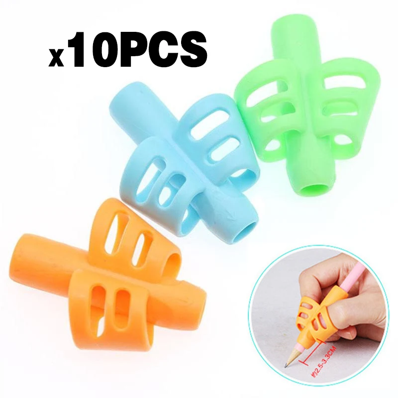 10 Pcs Two Finger Pen Holder Kids Writing Learning Pen Holding Posture Correction Silicone Auxiliary Grip Device For Students