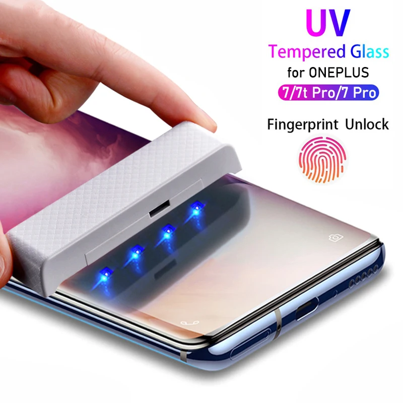 Закаленное УФ стекло с полным клеем для Oneplus 7 T Pro защита экрана жидким 1 +