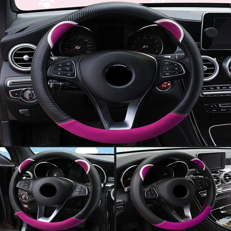 Карбоновый кожаный чехол на руль автомобиля для Seat Leon Lbiza Skoda Octavia a5 A7 2 Rapid Kodiaq hyundai Accent Solaris