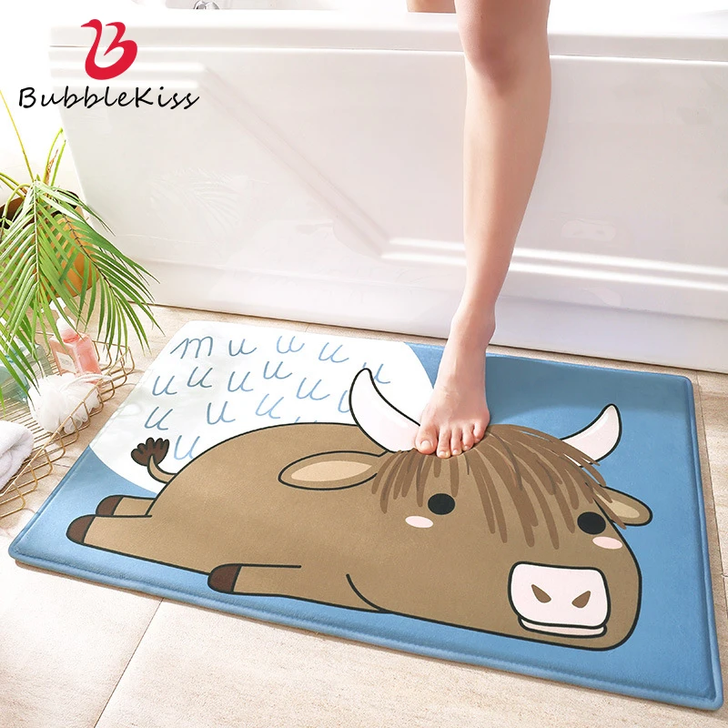 Bubble Kiss Cartoon Carpet Cute Little Cow Pattern Carpet Tappeto Per Porta D'Ingresso Per La Casa Tappetino Antiscivolo Per Bagno S Fashion Pad Assor