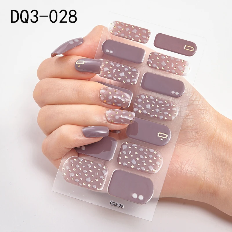 Korean Fashion Colorful 3D Glitter Sequins Nail Art Stickers Manicure DIY Nail Strips Wraps Solid Color