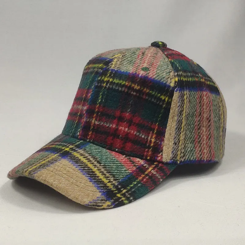 adjustable plaid tweed vintage men cap country baseball hat dark grey lt.brown beige
