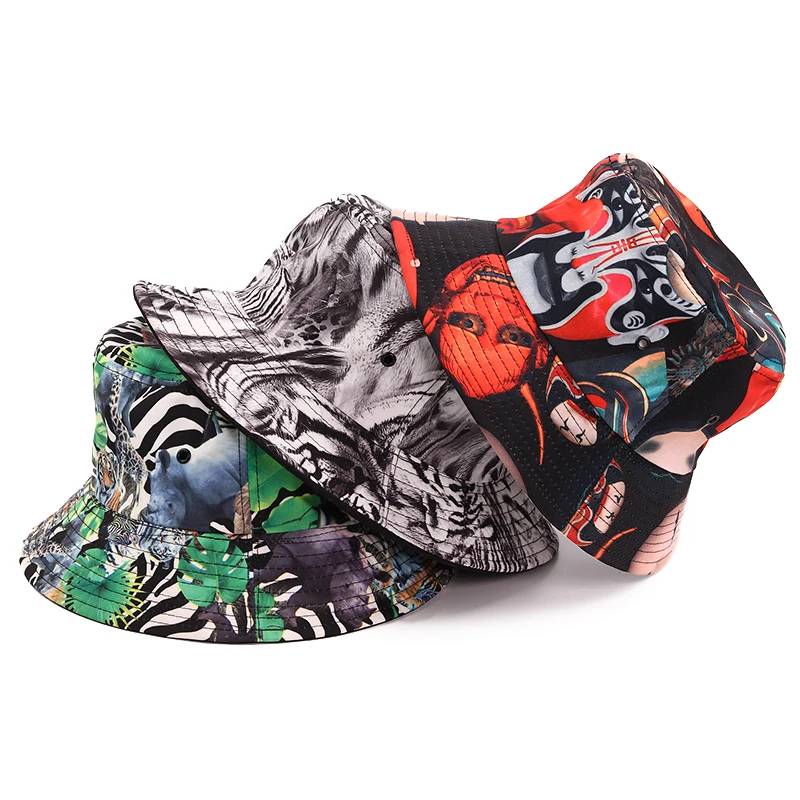 

Unisex Bucket Hat Reversible Fisherman Hat Plant Printed Solid Color Outdoor Sun Hat Many Patterns