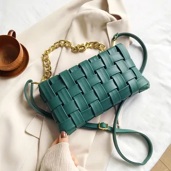 

Fashion Woven Shoulder Bags For Women 2020 New Trend Mini Leather Chain Crossbody Bag Small Black White Woman Handbag