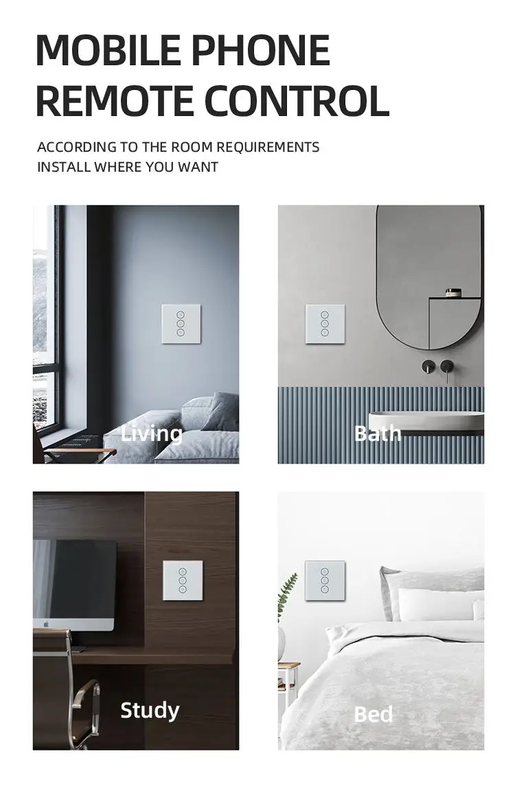 Smart Light touch Switch 1/2/3 Gang wall switch Touch/WiFi/Voice/APP Smart Home controller Works with Alexa/Google home EU UK