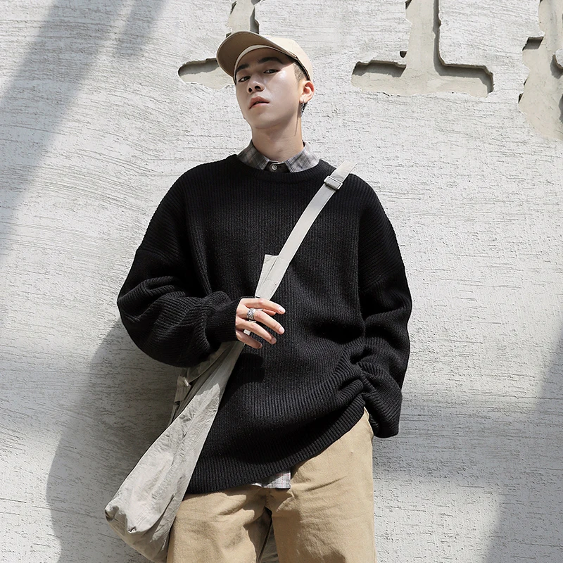 Winter Pullover Men 2019 Long Sleeve Autumn Winter Pullover Men Sweater Male Round Neck Streetwear Langarm Sweater Knitted Black Winter Pullover Men 2019 Long Sleeve Autumn Winter Pullover Men Sweater Male Round Neck Streetwear Langarm Sweater Knitted Black