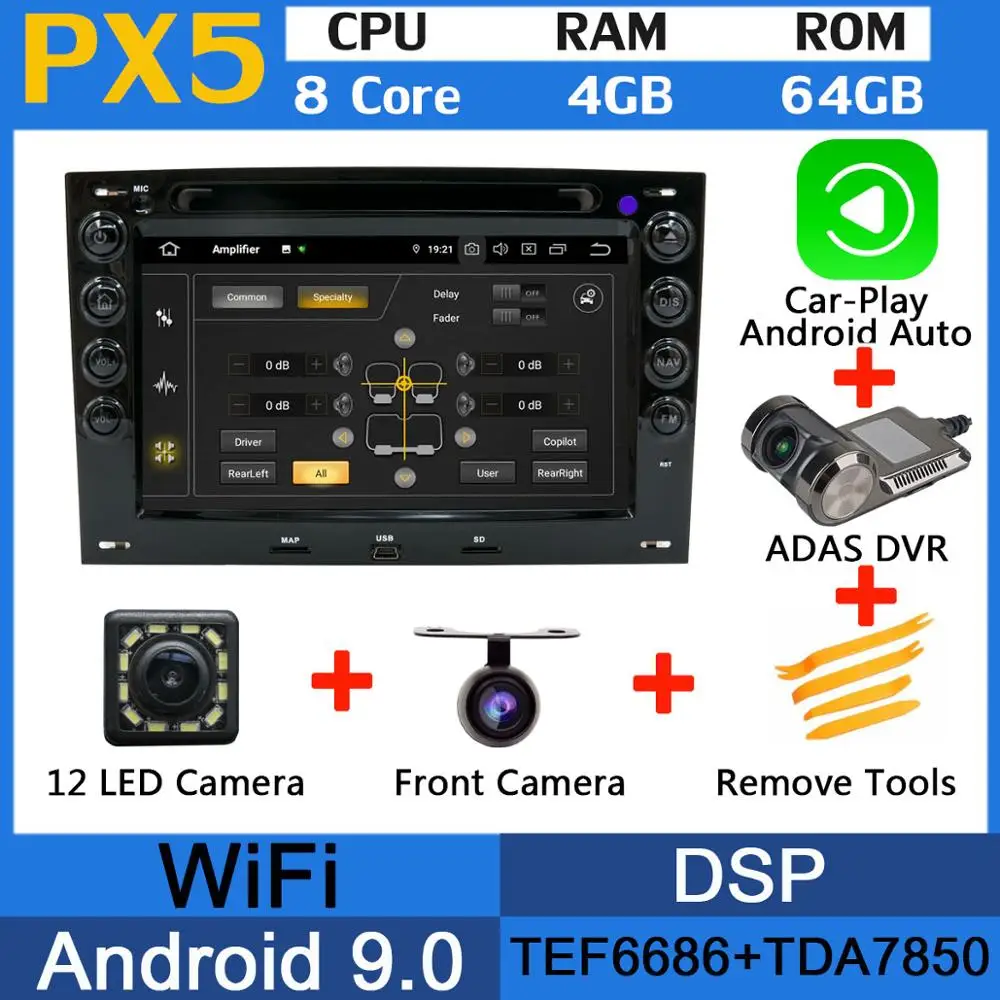 5 USB порт PX6/Восьмиядерный Android 9,0 автомобильный dvd-плеер для Renault Megane 2 ii 2003-2010 Автомобильный gps Радио DSP Android авто мультимедиа - Цвет: PX5-Adas-Carplay