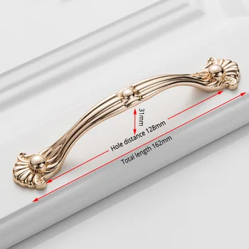 Champagne Gold Door Handles Zinc Alloy Cabinet Handle Drawer Knobs European Wardrobe Pulls Kitchen Handle Furniture Hardware