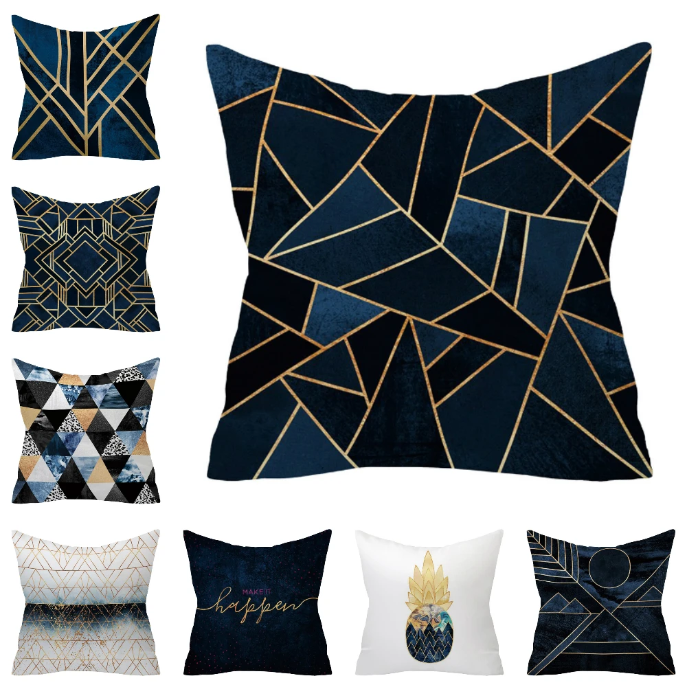 Lychee Abstract Black Cushion Case Polyester Peachskin 45x45cm Geometric Cover Decorative Pillowcase Sofa Throw Pillow | Дом и сад