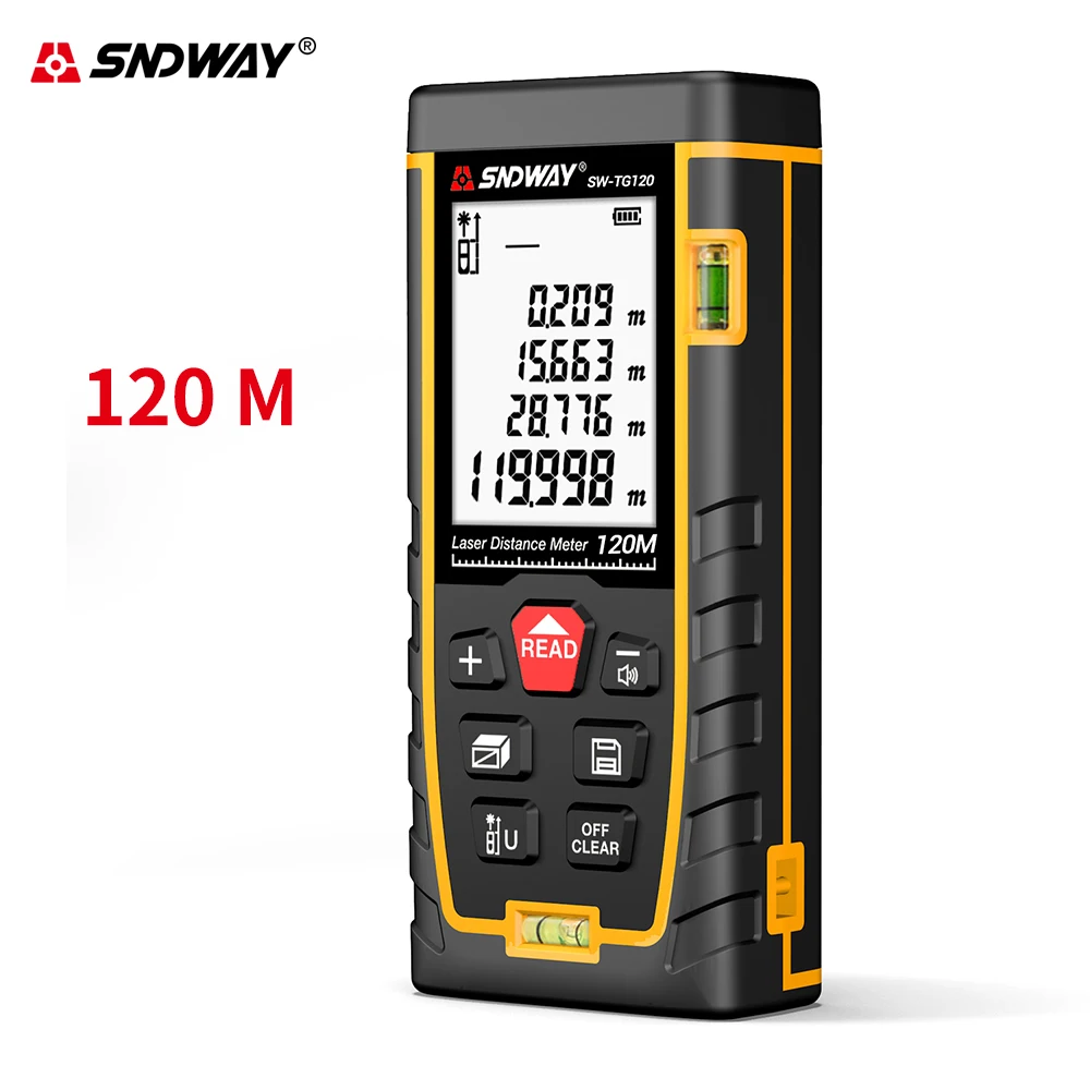 Sndway digital Large LCD laser distance meter laser rangefinder roulette laser meter 50m 70m 100m 120m lazer tape measure trena