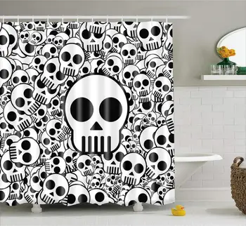 

Modern cartoon Crossbones Skeleton Design Custom Shower Curtain Bathroom Waterproof Mildewproof Polyester Fabric With 12 Hooks