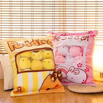 

8 pcs Kawaii Pudding Rabbit&Dinosaur Plush Balls Bag Snack Toy Soft Cartoon Animal Stuffed Doll Sofa Pillow Girlfriend Kids Gift