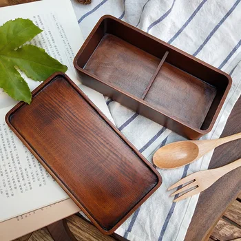 

Japanese Lunch Box Environmental Protection Lunch-box Hygiene Healthy The Gift Box Wild Jujube Wood Monolayer Lunch Box