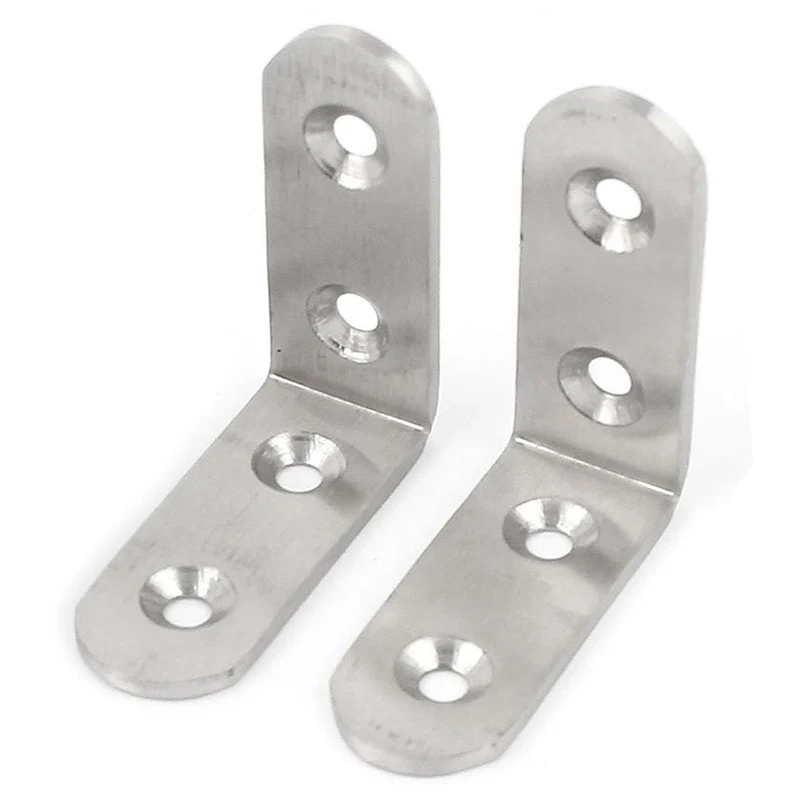 

10x Stainless Steel Right Angle Bracket Corner Brace Joint Shelf Support L Shape
