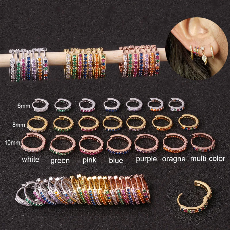 

Feelgood 1Pc New Color Multicolor Cz Hoop Cartilage Huggie Earring Helix Tragus Rook Daith Snug Conch Ear Piercing Jewelry