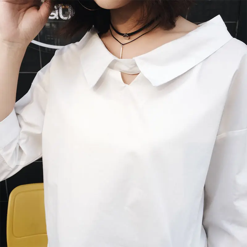 Elegant White Blouse Shirt Women Cotton Embroidered Blouse Casual Batwing sleeve Tops Korean Clothes