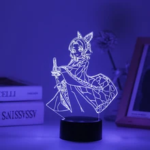 

Anime Led Lamp Demon Slayer Night Light Kamado Tsuyuri Kanao Shinobu Room Party Decor Base And Acrylic Board Are Sold Separately