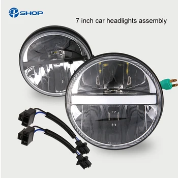 

led 7 H4 Halo Headlights with H4 to H13 Adapter For Land Rover 7Inch LED Headlamps with Amber Turn Signal For lada niva 4x4