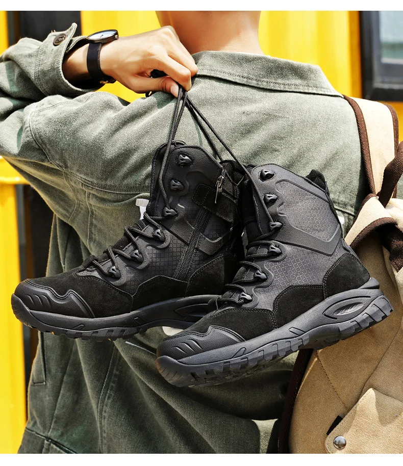 Мужские профессиональные армейские военные ботинки из натуральной кожи; цвет черный, коричневый; Уличная обувь для пустыни; мужская обувь с высоким берцем; защитная обувь из кожи