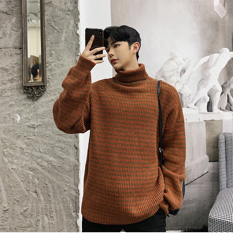 Winter Men's Oversize Coats In Warm Cashmere Pullover Casual Sweater Brand Long Sleeve Loose Knitting Woolen Sweaters M-2XL
