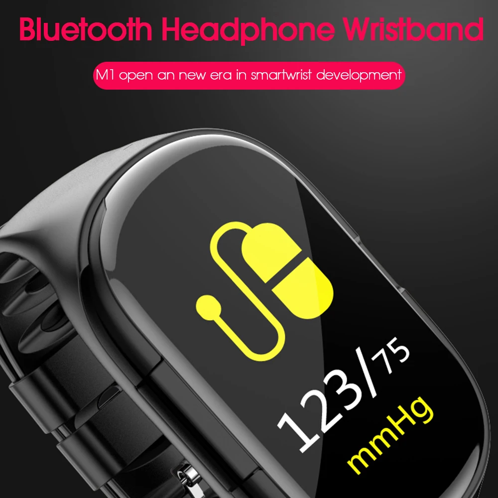 TWS Wireless Earbuds with Smart Wristband Heart Rate Blood Pressure Monitor Sports Watch