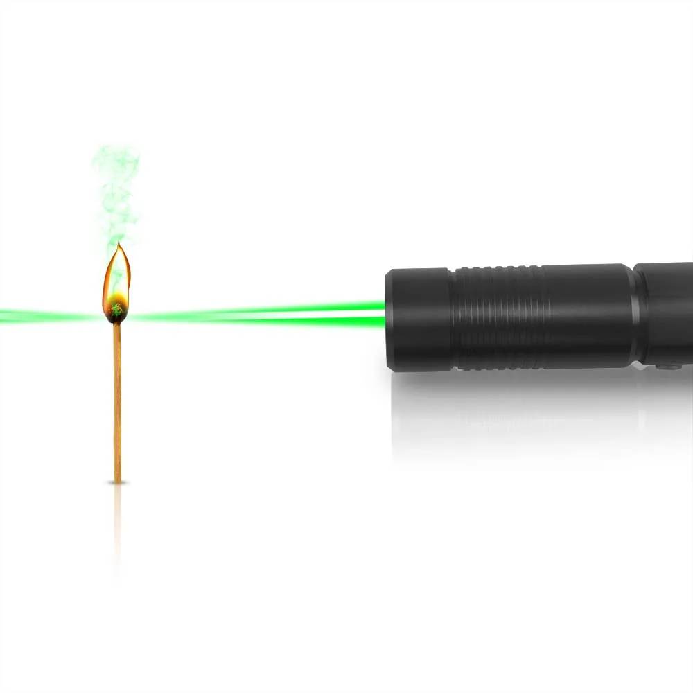 Высокая мощность 532nm Фокусируемый Зеленый лазерный указатель с замком+ матч-освещение(черный