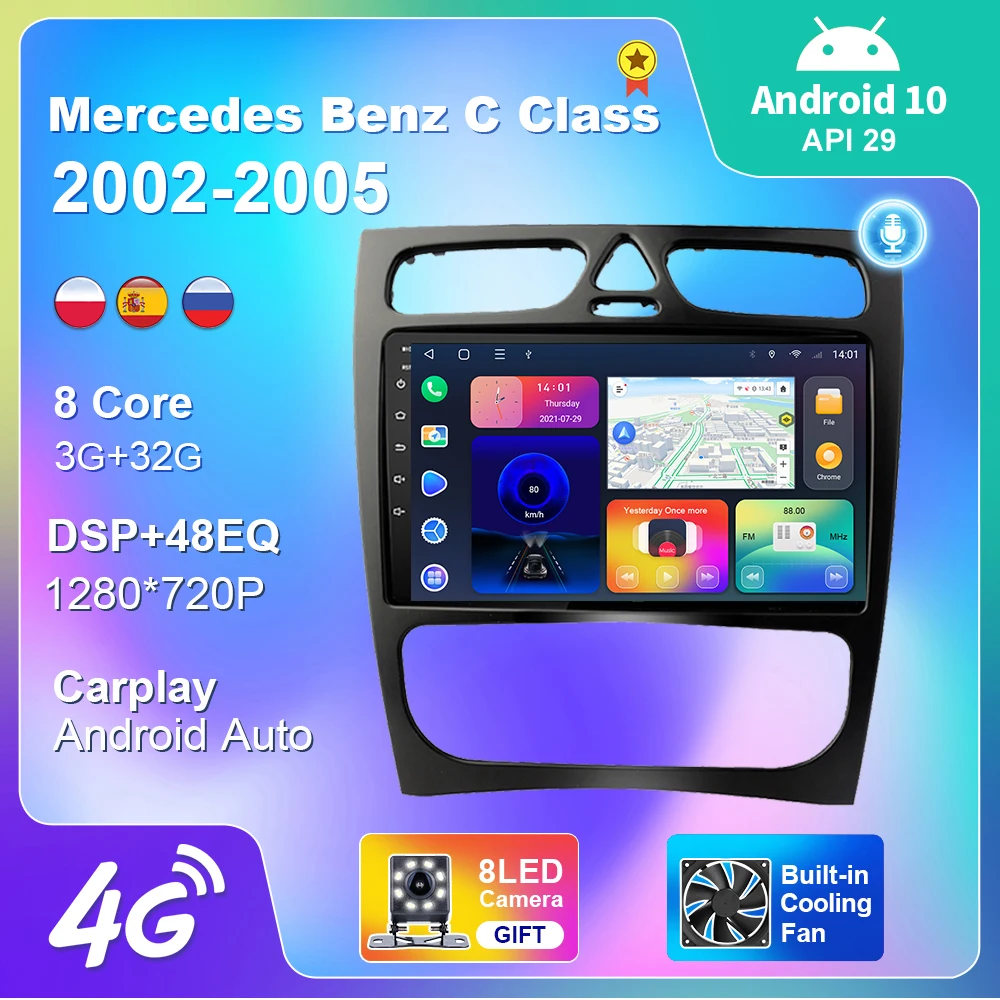 Autoradio For Mercedes Benz C Class W203 C200 C320 C350 CLK W209 2002-2005 Car Radio GPS Carplay Multimedia Player Video Android |