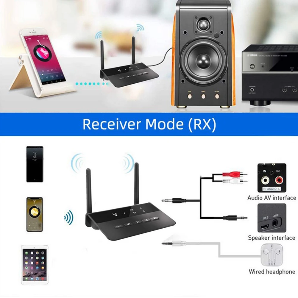 80M Bluetooth 5 0 RCA Transmitter Receiver Bypass Aptx LL Music Audio Wireless Adapter 3 5mm AUX Jack For TV PC Car Headphones