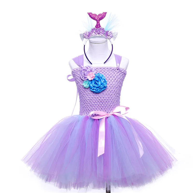 

Mermaid Kids Girls Tutu Dresses Toddler Girl Fall Clothes 2020 Cartoon Cosplay Princess Children Girls Party Clothes tutu Dress